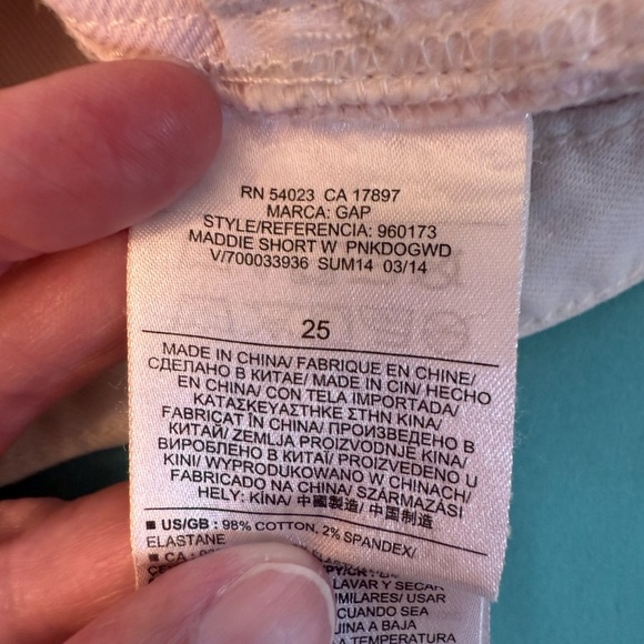 Gap pastel color block shorts pink, yellow, green mid rise slim shorts waist 25 - Picture 10 of 12